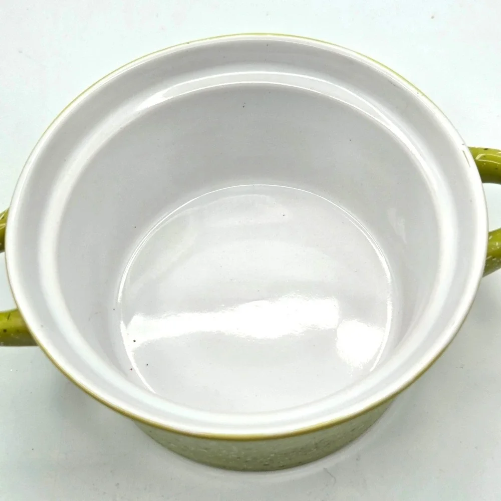 CALIFORNIA PANTRY Covered Casserole Bowl Dish Green Speckled RETRO